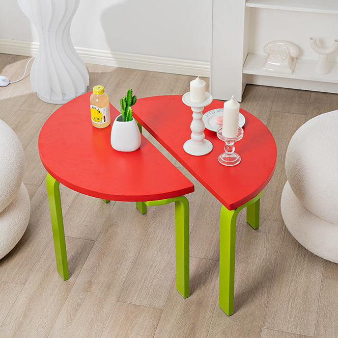 Contemporary Creative Half Round Multi-Layer Wood Panel Coffee Table For Living Room