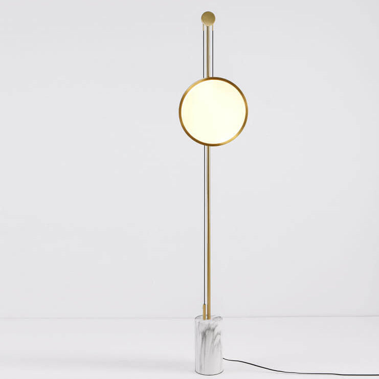 Europäische einfache runde Schirm Eisen Faux Marmorstruktur Basis LED Stehende Stehlampe 