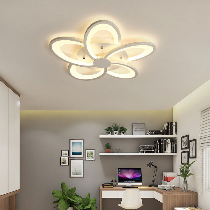 Zeitgenössische kreative Blütenblatt Hardware Acryl LED Semi-Flush Mount Deckenleuchte für Wohnzimmer 