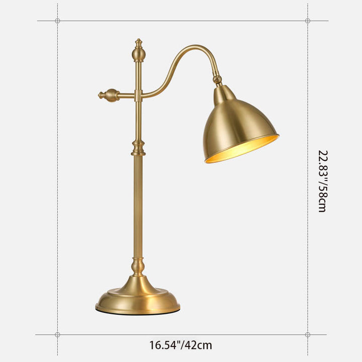 Moderne minimalistische Bogen-Halbkreis-Tischlampe aus Vollkupfer mit 1 Licht 