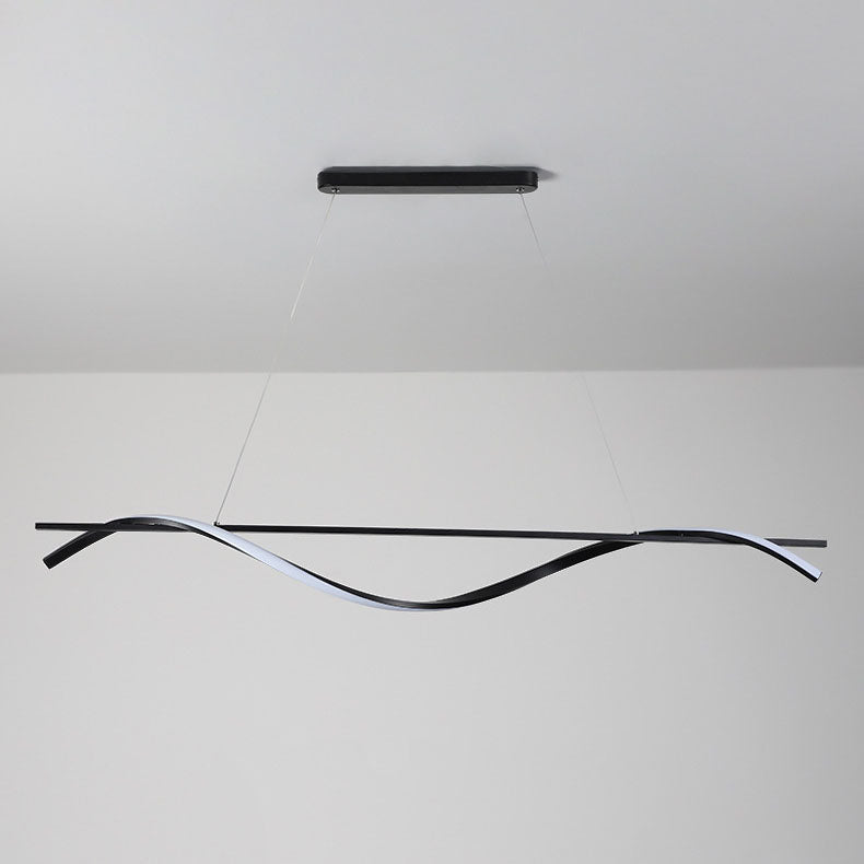 Lumière suspendue LED en fer avec bande de silicone ondulée moderne et minimaliste pour salon 