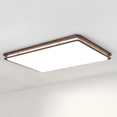 Plafonnier LED rond géométrique minimaliste moderne en bois de noyer et acrylique pour salon 