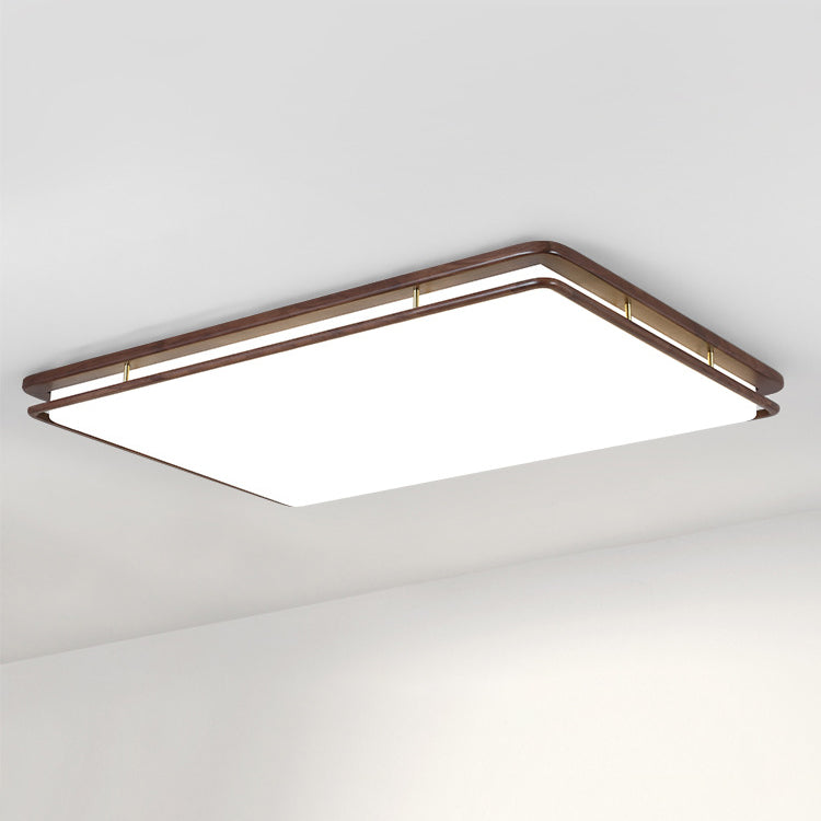 Plafonnier LED rond géométrique minimaliste moderne en bois de noyer et acrylique pour salon 
