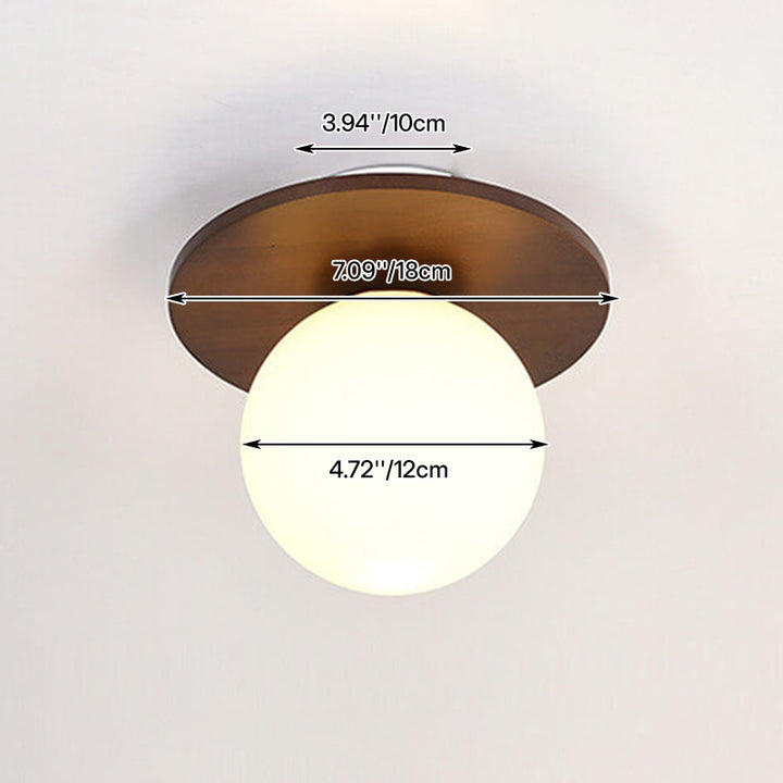 Traditional Japanese Acrylic Iron Woodgrain 1-Light Semi-Flush Mount Ceiling Light