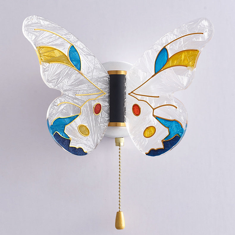 Zeitgenössische kreative Schmetterling Emaille farbige Acryl Flügel Eisen LED Wandleuchte Lampe für Wohnzimmer 