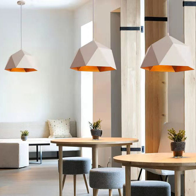 Lámpara colgante geométrica de hierro en forma de rombo con 1 luz de macarrón moderno 