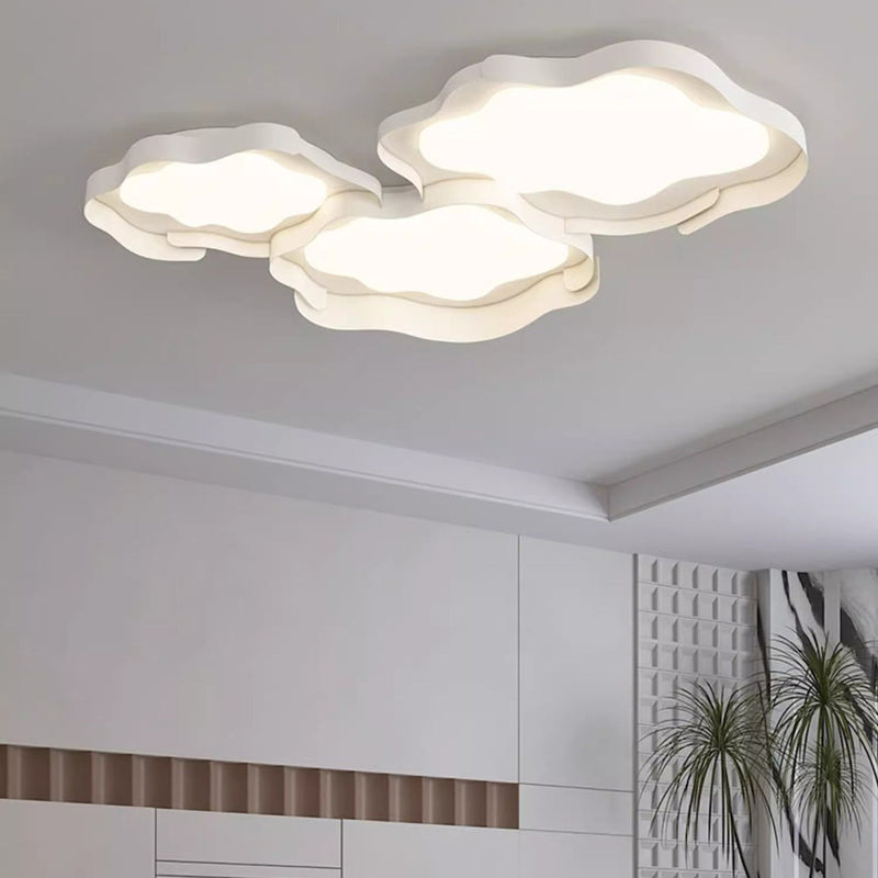 Plafonnier LED en forme de vague en fer PE de simplicité moderne pour salon 
