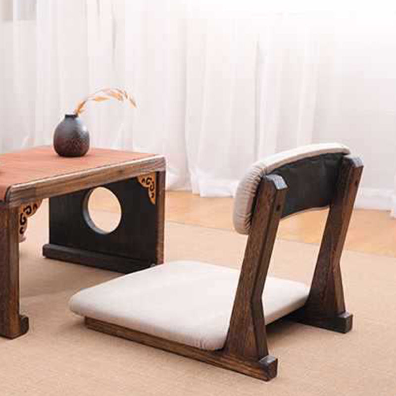 Traditioneller japanischer quadratischer Paulownia-Holz-Baumwoll-Leinenstuhl Tatami-Rückenlehne für den Unterhaltungsraum 
