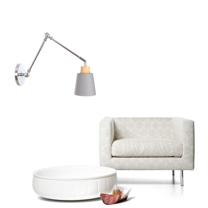 Lampe Applique Murale Moderne Minimaliste Cylindre Rétractable Fer Zinc Bois 1 Lumière Pour Chambre 