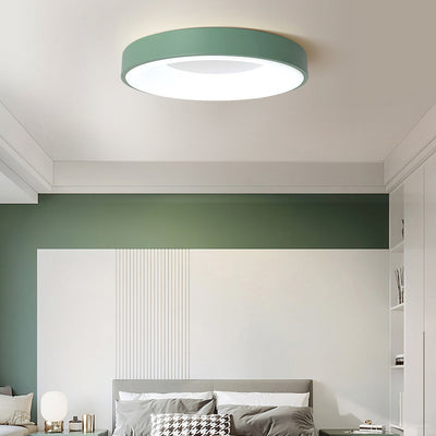 Plafonnier LED rond minimaliste moderne en fer et acrylique pour chambre à coucher 