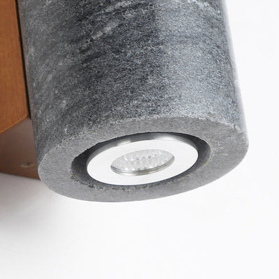 Moderne minimalistische Stein Holz Zylinder Platz 1-Licht Wandleuchte Lampe für Schlafzimmer 