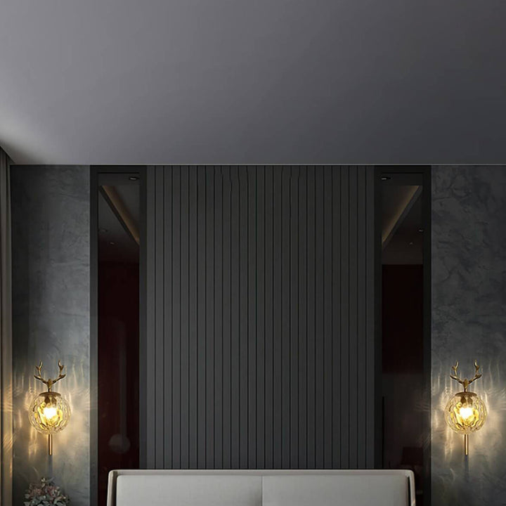 Nordic Light Luxus Eisen Geweih Globus Glas 1-Licht Wandleuchte 