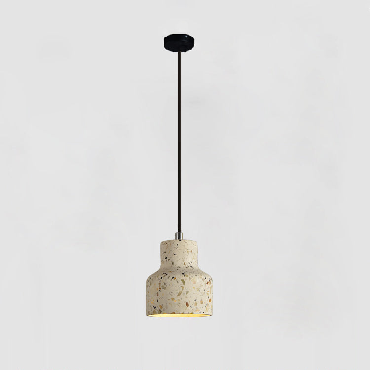 Suspension contemporaine scandinave ronde en terrazzo jade à 1 lumière pour salon 