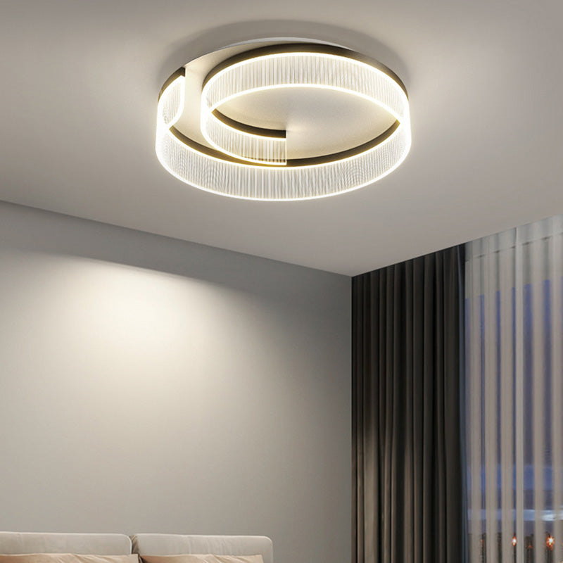 Plafonnier LED rond minimaliste moderne en acrylique, fer et aluminium pour salon 