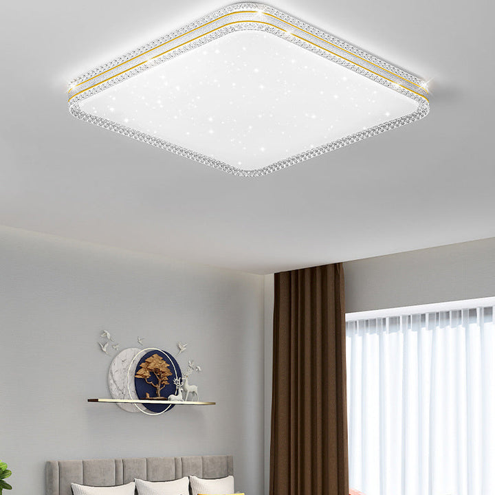Contemporary Scandinavian Iron Acrylic Round Square Acrylic Skeleton Border LED Flush Mount Ceiling Light For Living Room