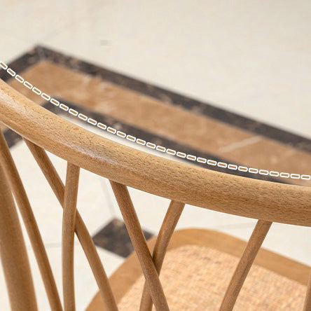 Traditional Vintage Round Rectangular Crossover Toona Wood Faux Rattan Weaving Dining Chair Backrest For Dining Room