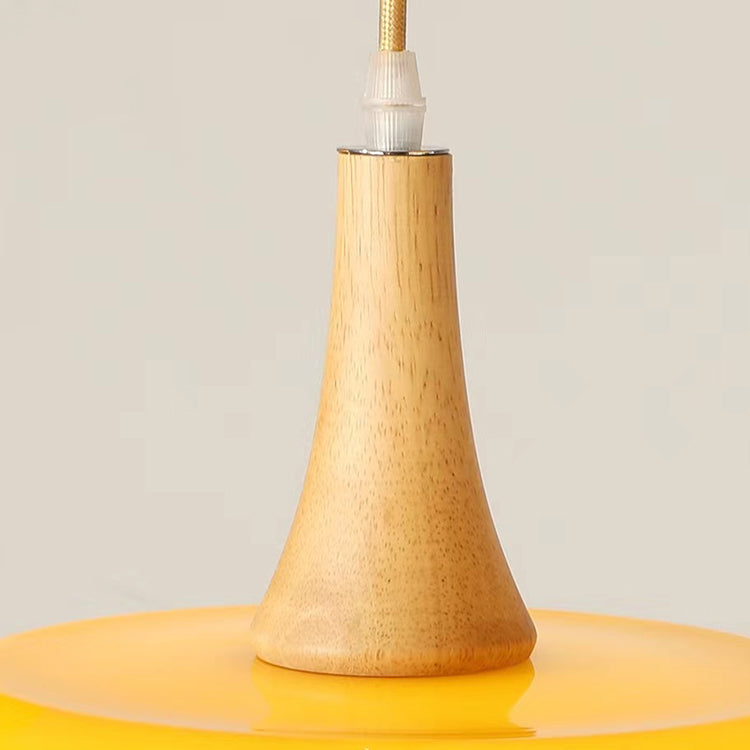 Zeitgenössische Einfachheit Persimmon Glas Form Holz 1-Licht Pendelleuchte für Wohnzimmer 