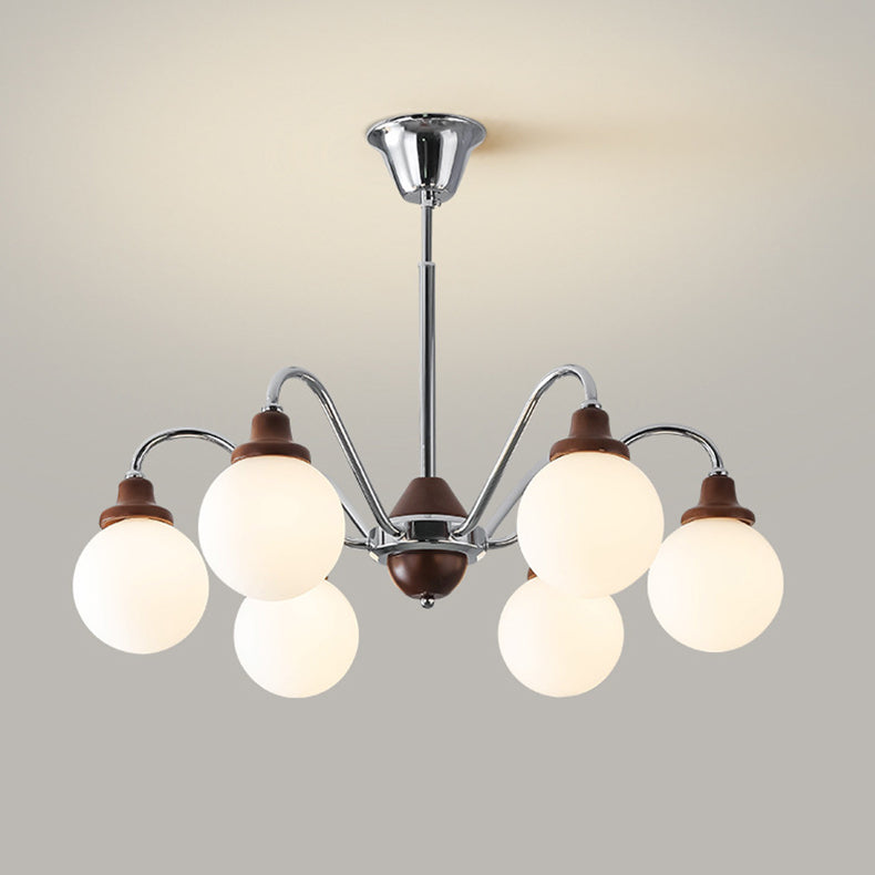 Lustre traditionnel vintage en forme de haricot magique rond en bois de caoutchouc, verre, fer avec 4/6/8 lumières pour chambre à coucher 