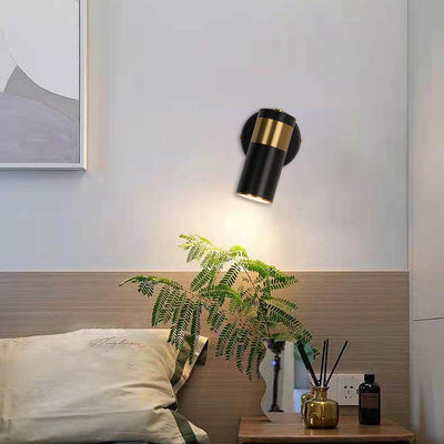 Contemporary Scandinavian Cylinder Hardware Iron Acrylic 1-Light Wall Sconce Lamp For Bedroom