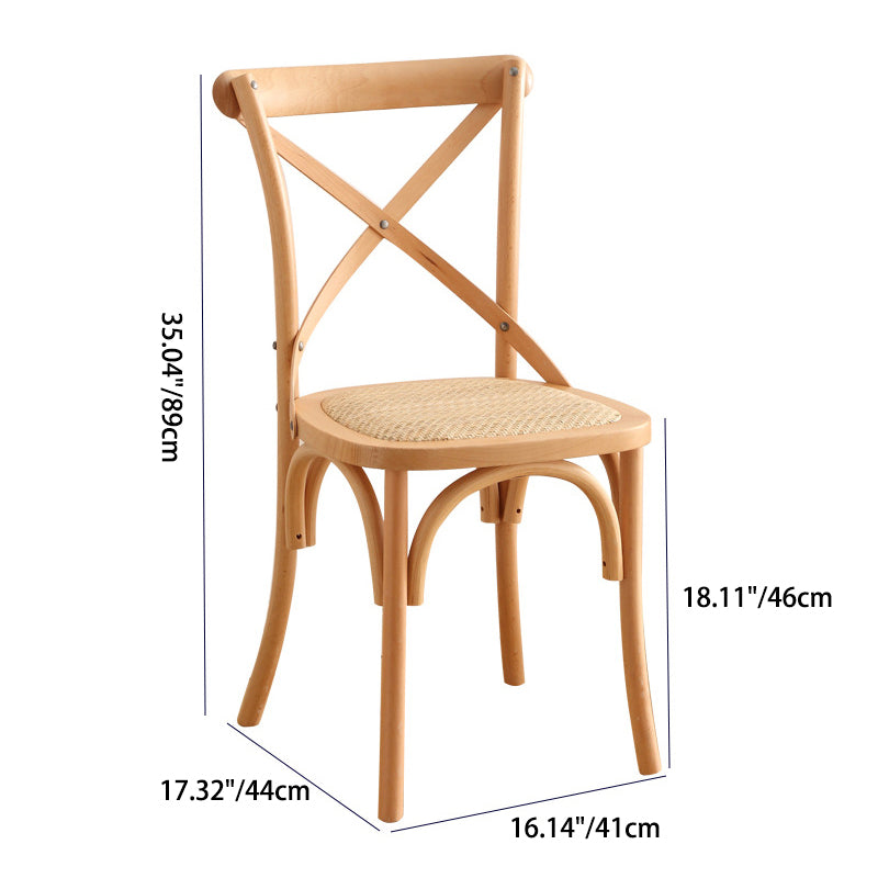 Traditioneller rustikaler Weben Rattan Holz Schwamm runder rechteckiger Esszimmerstuhl Rückenlehne für Esszimmer 