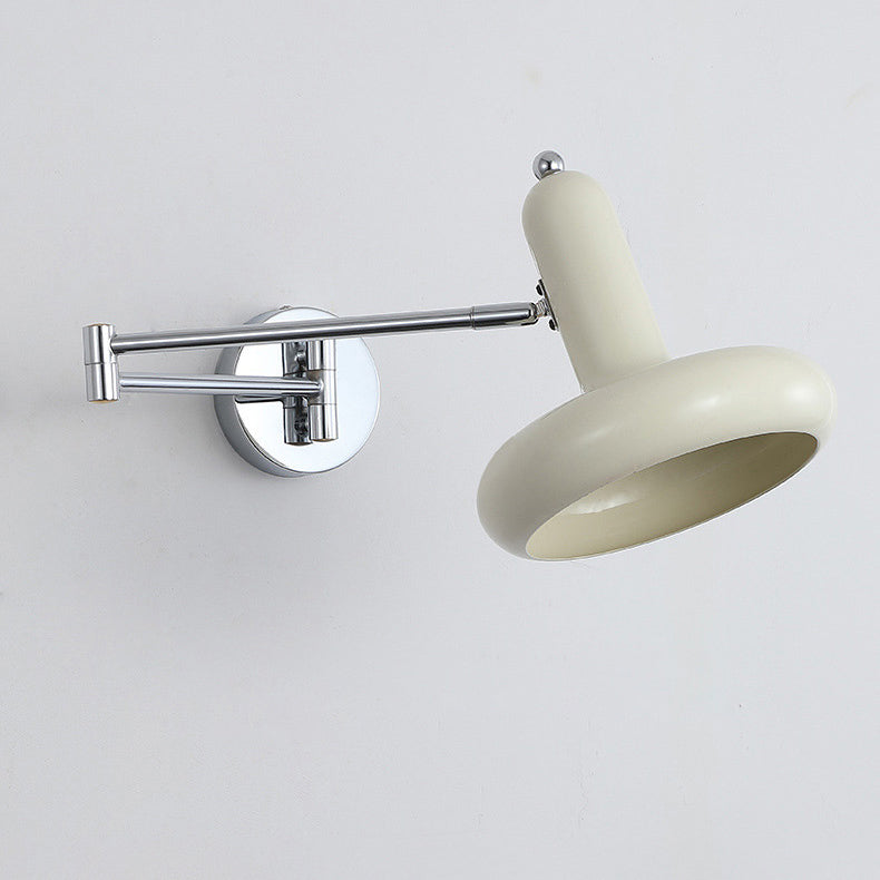 Applique murale contemporaine scandinave en fer métallique rond hémisphérique à bras réglable 1 lumière pour chevet 