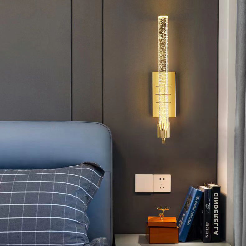 Applique murale contemporaine en fer cylindrique de luxe en cristal LED pour salon 