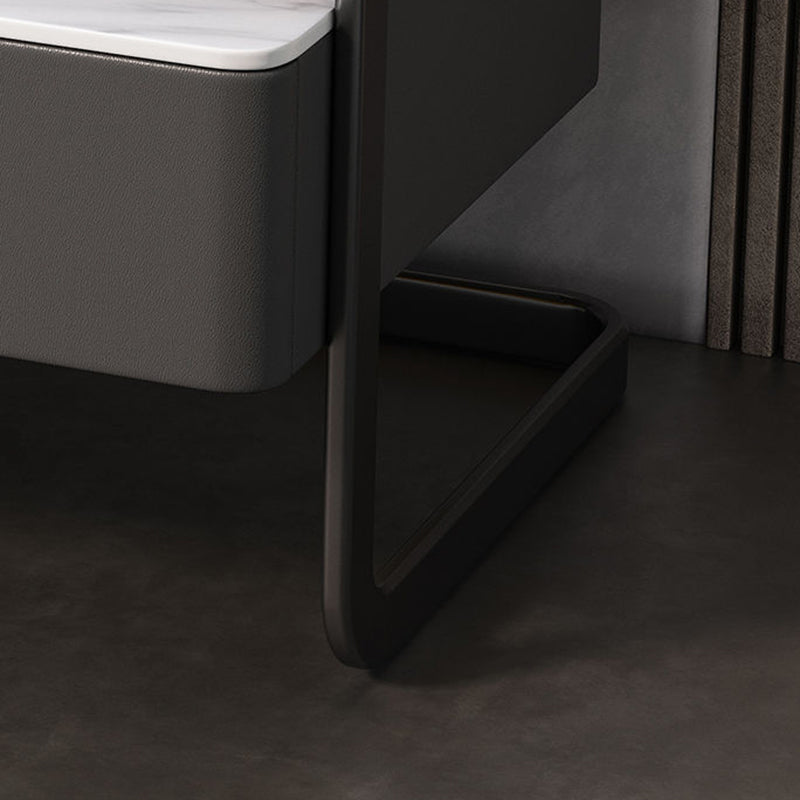 Table de nuit moderne minimaliste rectangulaire en verre trempé avec serrure et 1 tiroir pour chambre 