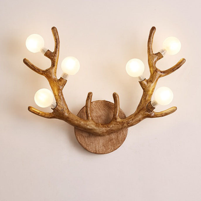 Nordic Creative Resin Antler Tree Branch Glass Ball 6-Light Wall Sconce Lamp