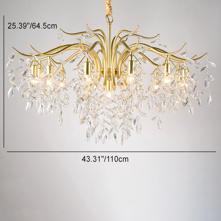 Modern Luxury Branch Transparent Iron Crystal 9/13 Light Chandelier For Living Room
