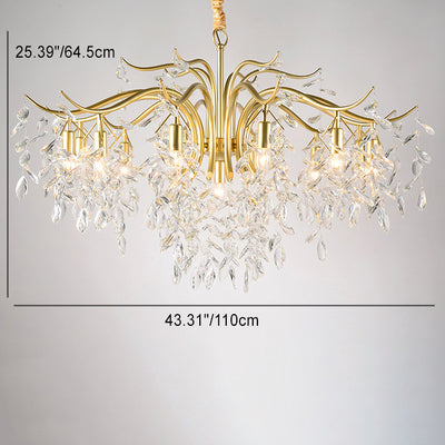 Modern Luxury Branch Transparent Iron Crystal 9/13 Light Chandelier For Living Room