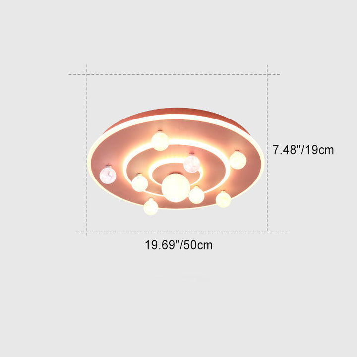 Plafonnier LED rond en fer et acrylique pour enfants créatifs contemporains pour chambre à coucher 