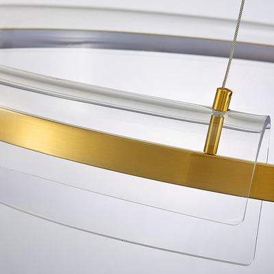 Zeitgenössischer nordischer runder quadratischer Rohrmetallacryl-LED-Kronleuchter für Wohnzimmer 