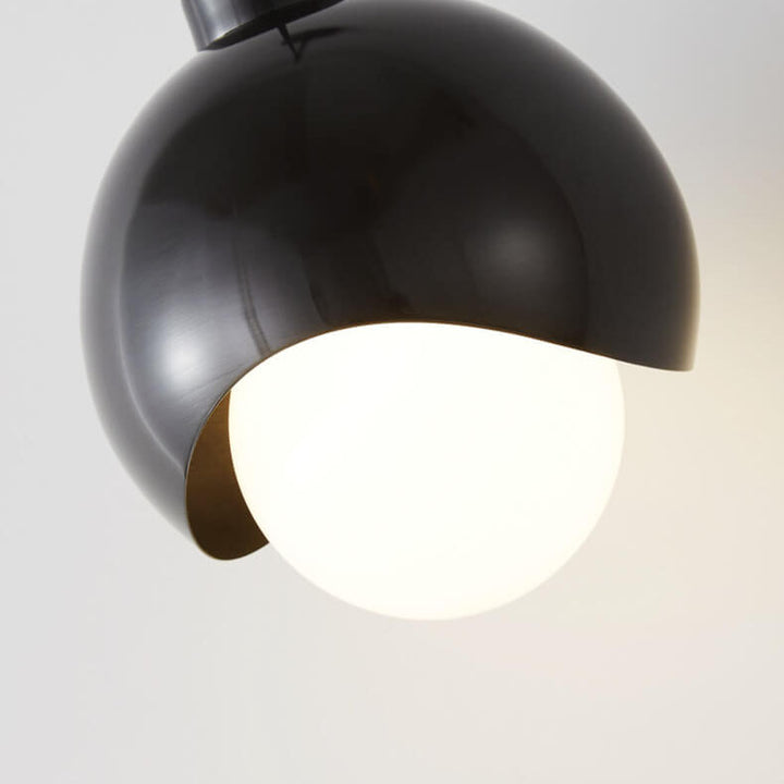 Moderne minimalistische kugelförmige Kupferschirm-Glas-Wandleuchte mit 1 Licht 