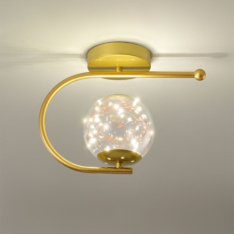 Modern Creative Ball Full Of Stars Hardware Glass LED Semi-Flush Mount Ceiling Light