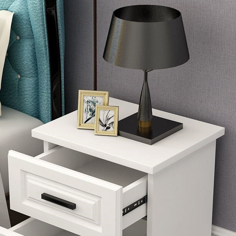 Table de chevet moderne minimaliste rectangulaire en métal avec panneau artificiel à 2 tiroirs pour chambre 