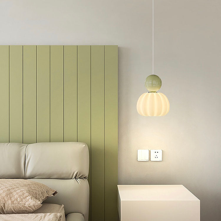 Suspension LED avec abat-jour en PE citrouille de simplicité contemporaine et boule en fer pour chambre 