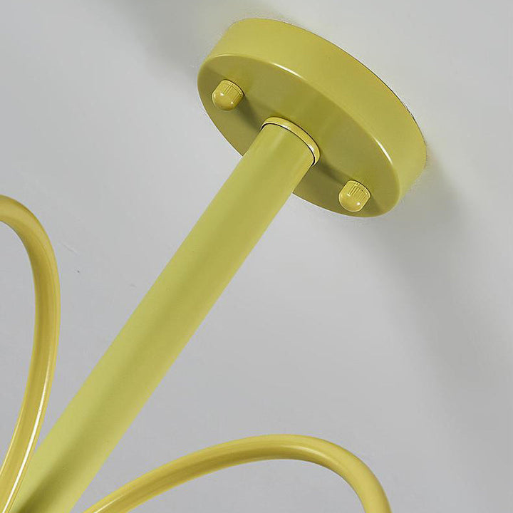 Moderner minimalistischer cremefarbener Kürbis-Kronleuchter aus Metall und Glas mit 4/6 Lichtern für das Wohnzimmer 
