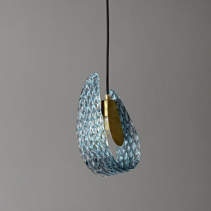 Contemporary Creative Petal Copper Glass 1-Light Pendant Light For Bedroom