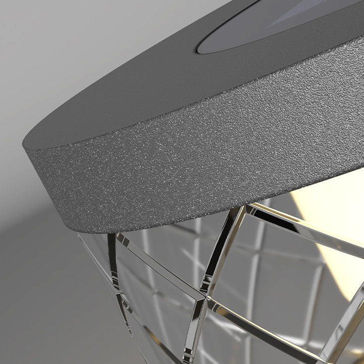 ضوء حديقة خارجي LED دائري يعمل بالطاقة الشمسية من الفولاذ المقاوم للصدأ بتصميم بسيط وحديث 