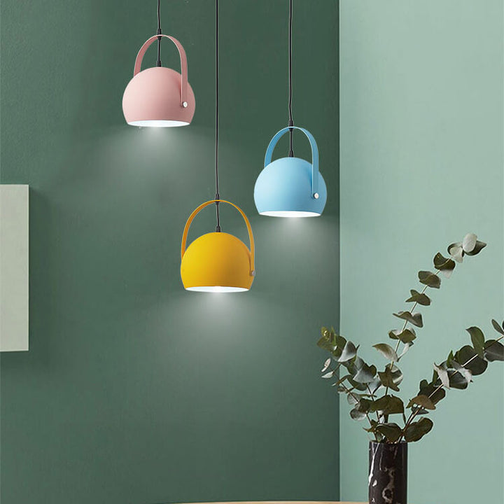 Contemporary Nordic Macaron Aluminum Semicircle 1-Light Pendant Light for Living Room