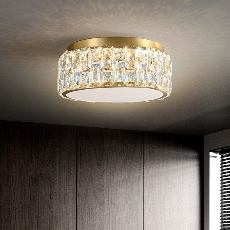 Contemporáneo Escandinavo Cilíndrico de Cobre Cristal 4/6 Luces de Montaje al Ras para Techo en Dormitorio 