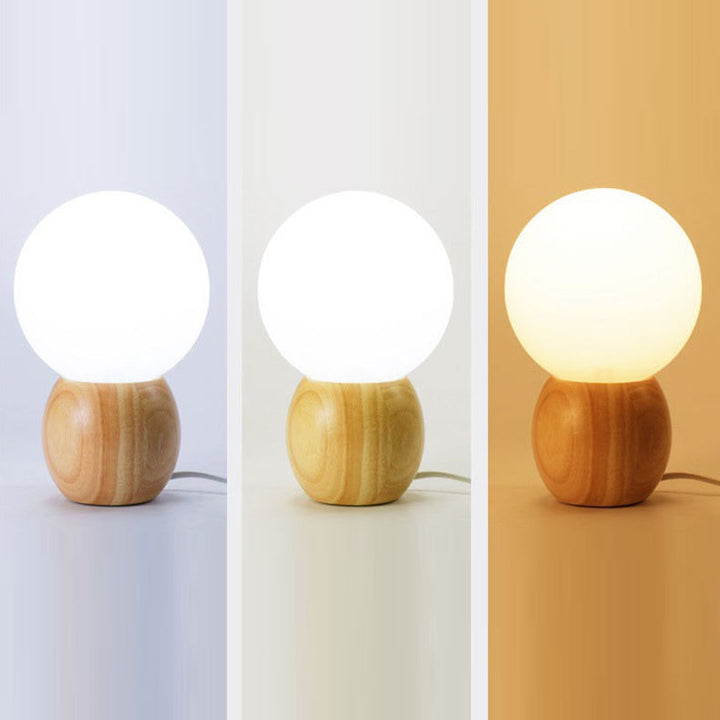 Lampe de table à 1 lumière avec base en bois et verre scandinave contemporain pour chambre 