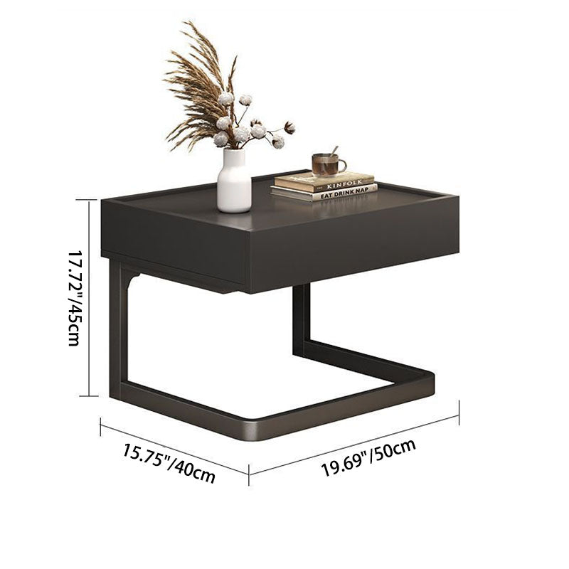 Modern Minimalist Rectangular MDF Steel Nightstand 1-Drawer For Bedside