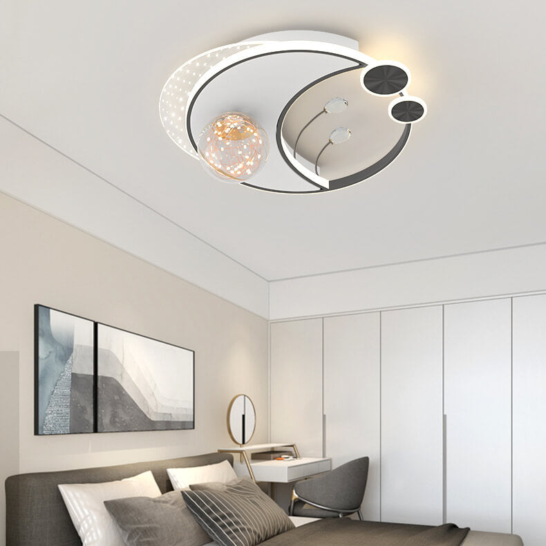 Contemporary Nordic Iron Acrylic Elliptical Star LED Semi-Flush Mount Ceiling Light For Bedroom