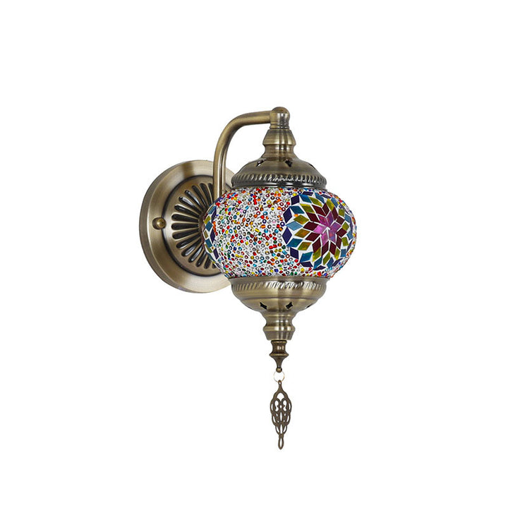 Applique Murale Globe en Mosaïque de Verre et Fer Rétro Contemporain à 1 Lumière Pour Couloir 