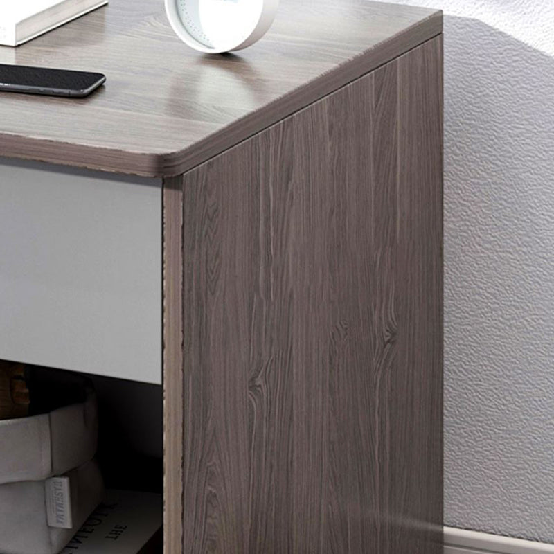 Table de chevet moderne minimaliste à dessus carré en panneau haute densité avec 1 tiroir pour chambre 