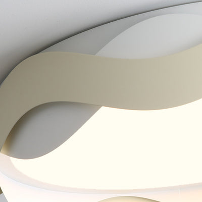 Contemporary Creative Cream Waves Round Acrylic Iron LED Flush Mount Ceiling Light For Living Room