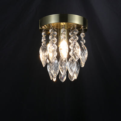 Lustre de plafond semi-encastré à 1 lumière avec carillon éolien en cristal et métal contemporain de luxe pour salon 