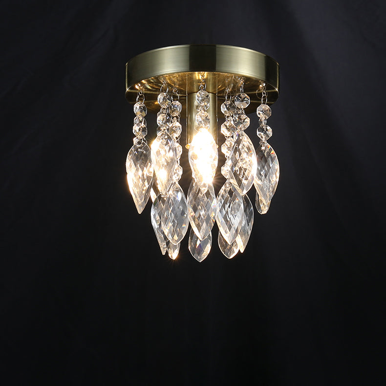 Lustre de plafond semi-encastré à 1 lumière avec carillon éolien en cristal et métal contemporain de luxe pour salon 
