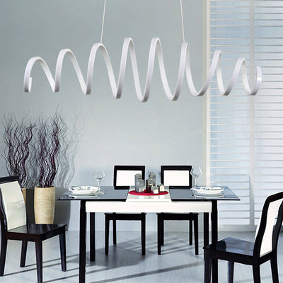 Moderner minimalistischer runder LED-Kronleuchter aus Federmetallacryl für Esszimmer 